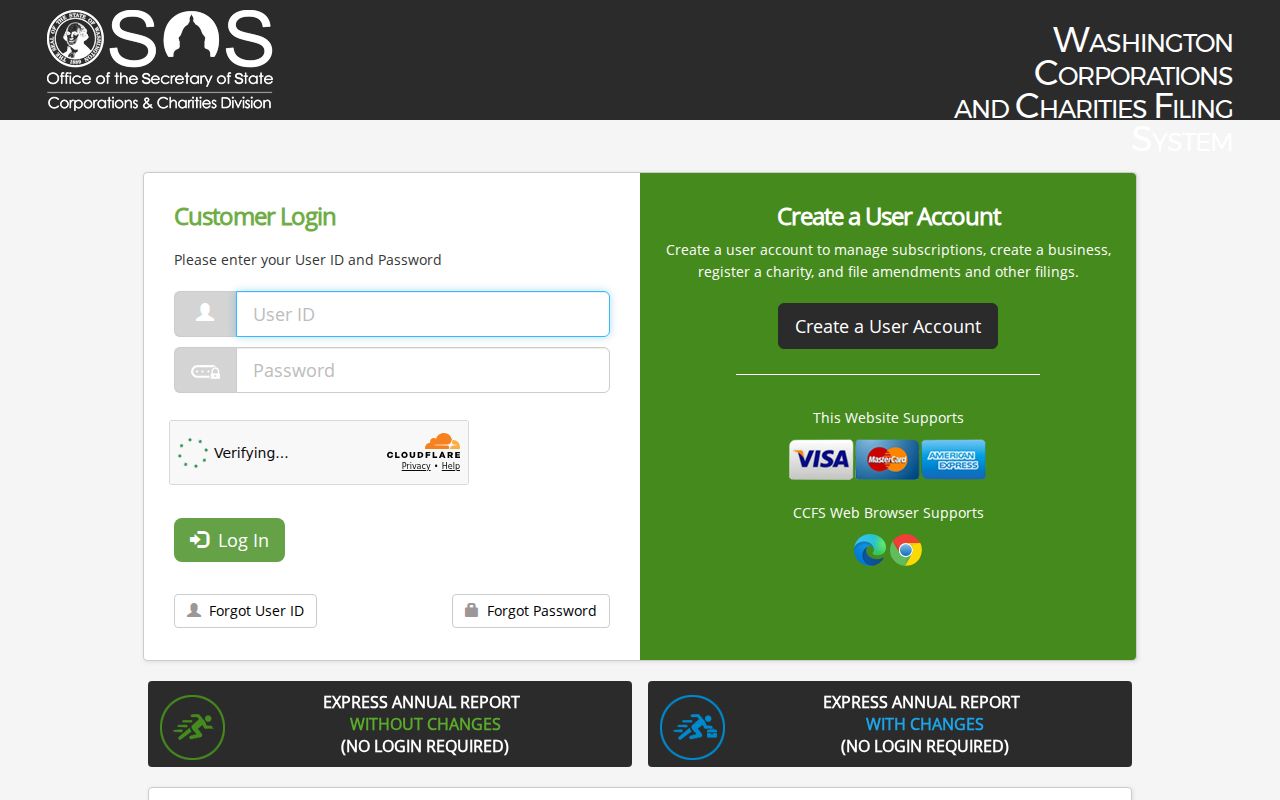Washington people search using the corporations and charities filing system