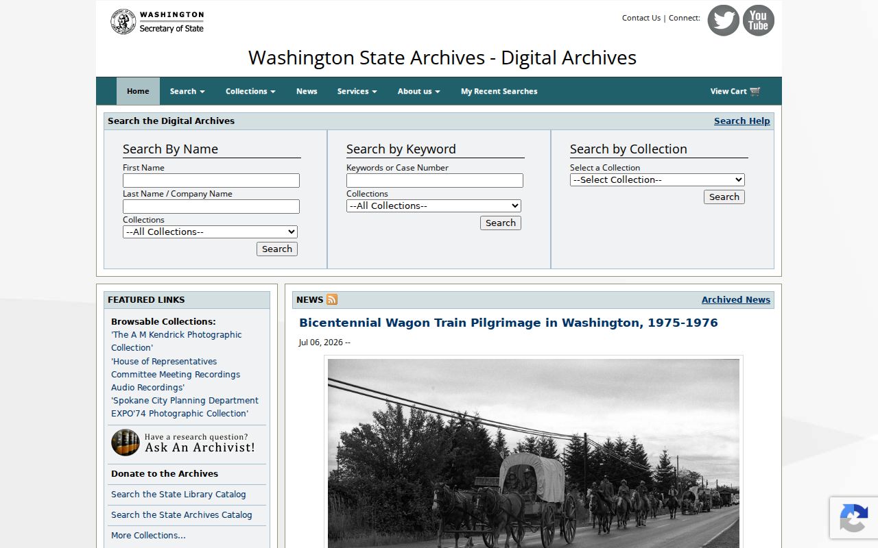 Washington people search by record series in the Digital Archives
