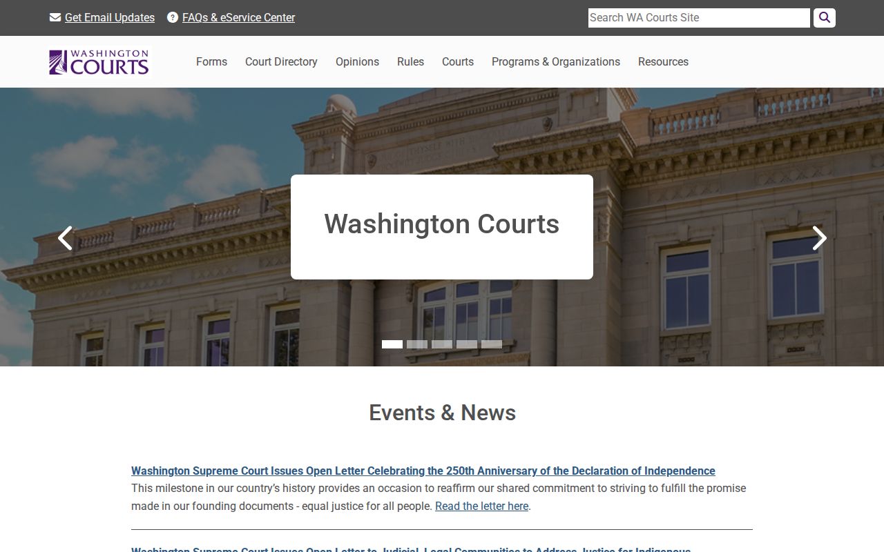 Washington people search through the state court case records entry point