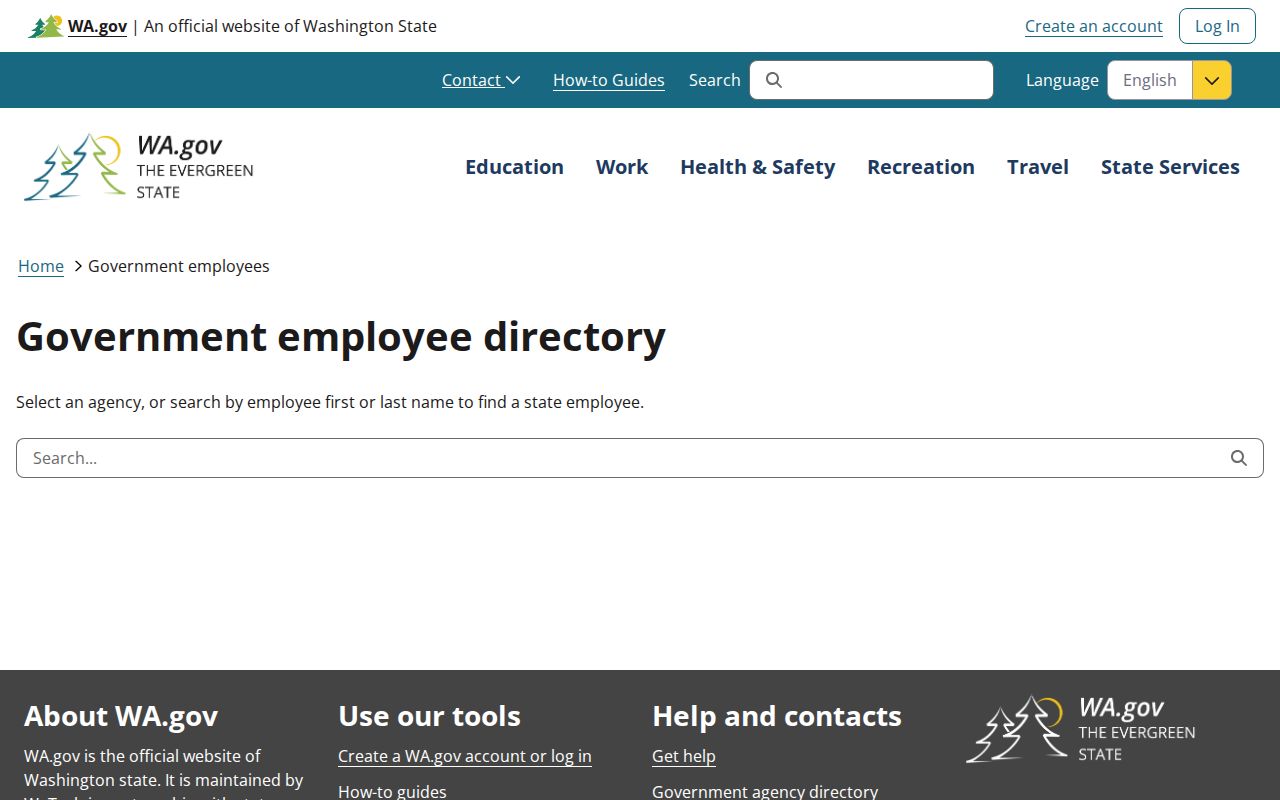 Washington people directories state employee name and agency search